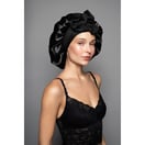 Diane Silky Satin Tie Bonnet Black