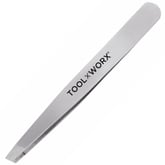 Tool Worx Power Grip Slanted Tweezers (Matte Silver)