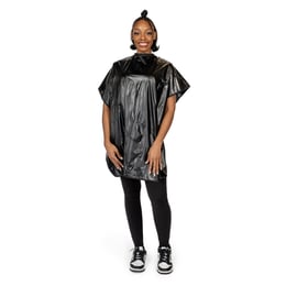 MBS Apparel Vinyl Salon Cape Black