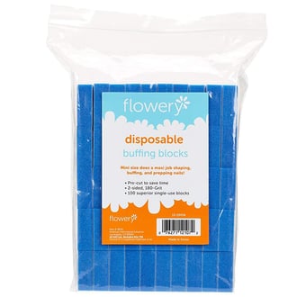 Flowery Disposable Buffing Blocks, 100 Pack