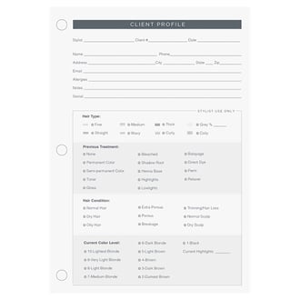 Diane Stylist Client Data Refills Cards, 80 Pack