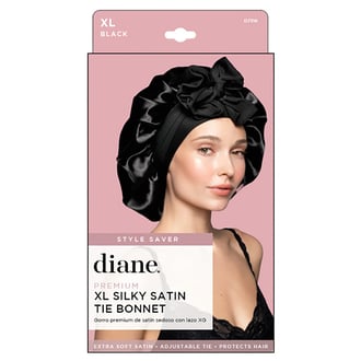 Diane Silky Satin Tie Bonnet Black