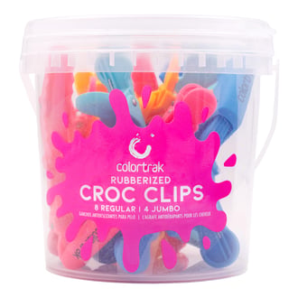 Colortrak Rubberized Croc Clips, 12 Piece Bucket
