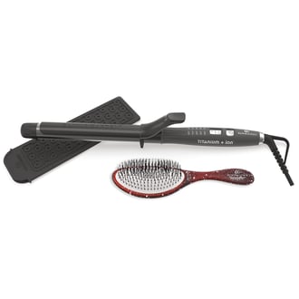 Olivia Garden 1" Titanium + Ion Curling Iron (Extra Long Barrel) + Brush