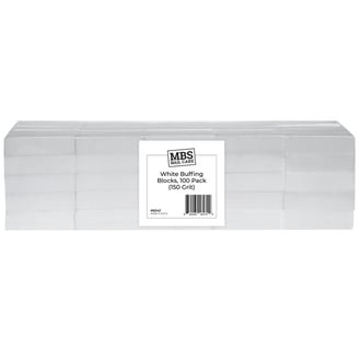 MBS Nail Care White Buffing Blocks, 100 Pack (150 Grit)
