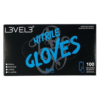 L3VEL3 Nitrile Blue Gloves, 100 Pack