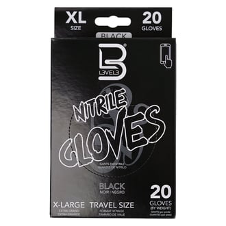 L3VEL3 Nitrile Gloves Black, 20 Count