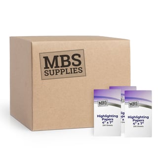 MBS Supplies Highlighting Papers 4" x 7", 250 Sheets (Case of 24)