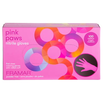 Framar Pink Paws Nitrile Gloves, 100 Count
