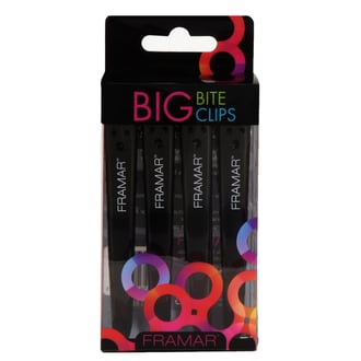 Framar Big Bite Clips Black, 4 Pack